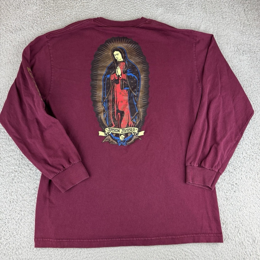 Santa Cruz Shirt Mens Large Burgundy Pray For Me Jason‎ Jessee Long Sleeve Skate